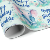 Baby Elephant Boys Personalisiert Geburtstag Geschenkpapier (Rolleneckpunkt)