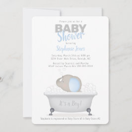 Baby Elephant Bubble Bath Boy Baby Dusche Einladung