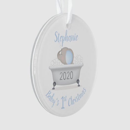 Baby Elephant Bubble Bath Boy Baby Dusche Ornament (Vorderseite)