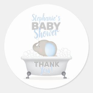Baby Elephant Bubble Bath Boy Baby Dusche Runder Aufkleber