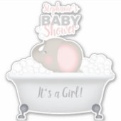 Baby Elephant Bubble Bath Girl Babydusche Aufkleber (Vorderseite)
