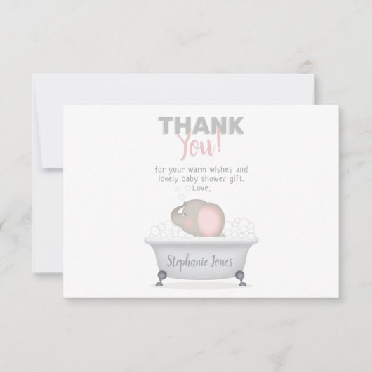 Baby Elephant Bubble Bath Girl Babydusche Einladung (Vorderseite)