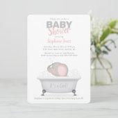 Baby Elephant Bubble Bath Girl Babydusche Einladung (Stehend Vorderseite)