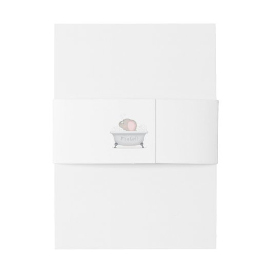 Baby Elephant Bubble Bath Girl Babydusche Einladungsbanderole (Rückseitenbeispiel)