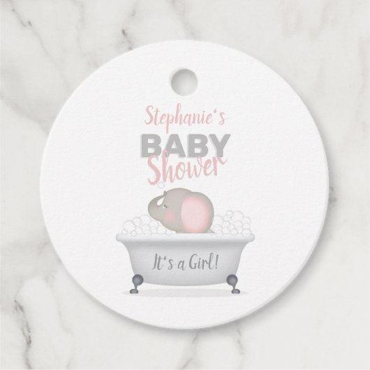 Baby Elephant Bubble Bath Girl Babydusche Geschenkanhänger (Vorderseite)