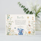 Baby Elephant & Butterfliegen Orthodoxe Babydusche Dankeskarte (Stehend Vorderseite)
