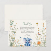 Baby Elephant & Butterfliegen Orthodoxe Babydusche Dankeskarte (Vorne/Hinten)