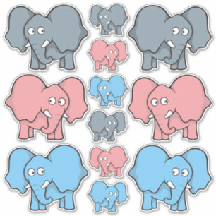 Baby Elephant Cartoon Icons Set Aufkleber