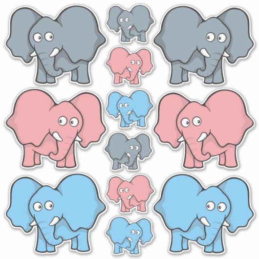 Baby Elephant Cartoon Icons Set Aufkleber (Vorderseite)