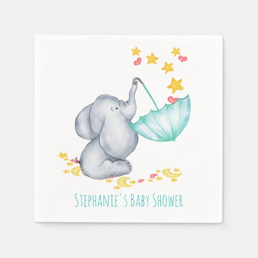 Baby Elephant Catching Fallsars Baby Dusche Serviette (Vorderseite)