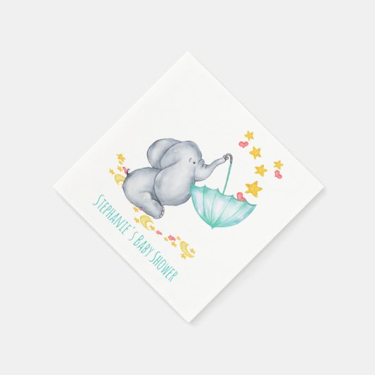 Baby Elephant Catching Fallsars Baby Dusche Serviette (Ecke)