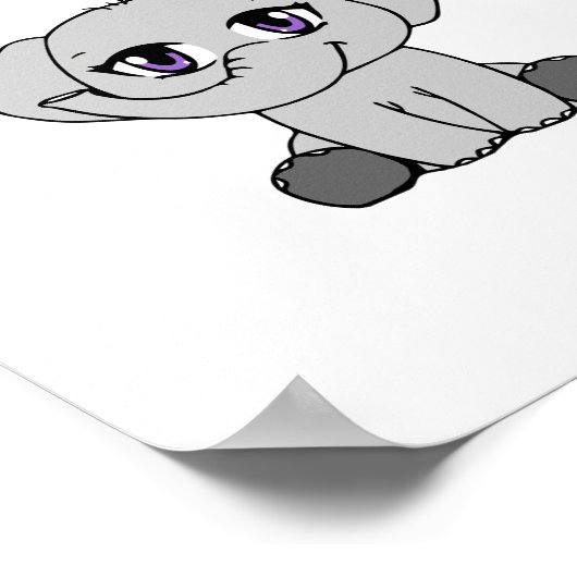 Baby Elephant Chibi-Style Poster (Ecke)