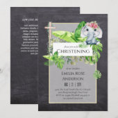 Baby Elephant CHRISTENING Einladung für Mädchenjun (Vorne/Hinten)