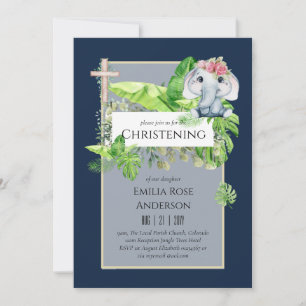 Baby Elephant CHRISTENING Einladung für Mädchenjun