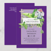 Baby Elephant CHRISTENING Einladung für Mädchenjun (Vorne/Hinten)