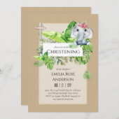 Baby Elephant CHRISTENING Einladung für Mädchenjun (Vorne/Hinten)