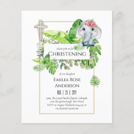 Baby Elephant CHRISTENING Einladung für Mädchenjun Flyer
