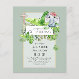 Baby Elephant CHRISTENING Einladung für Mädchenjun Flyer