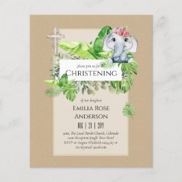 Baby Elephant CHRISTENING Einladung für Mädchenjun Flyer