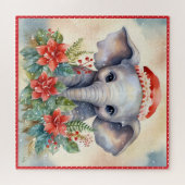 Baby Elephant Christmas Large Square Puzzle (Horizontal)