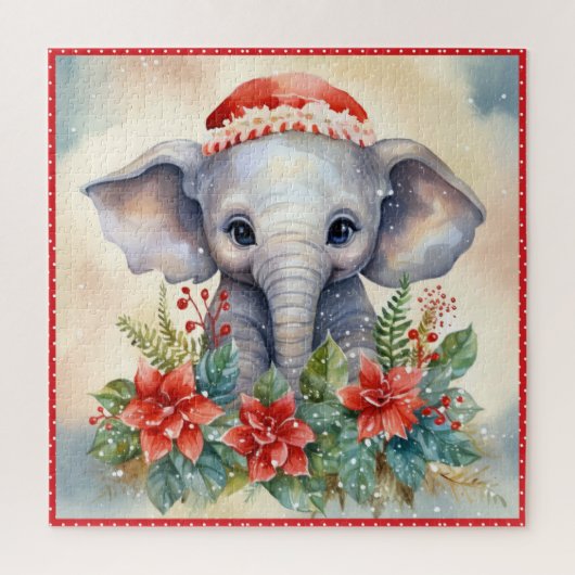 Baby Elephant Christmas Large Square Puzzle (Vertikal)
