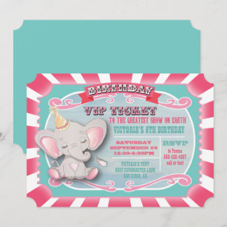 Baby Elephant Circus Ticket zum Geburtstag Einladu Einladung