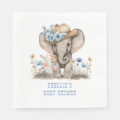 Baby Elephant Cowboy Western Boho Wildblume Serviette (Vorderseite)
