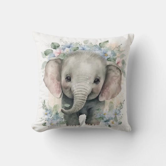 Baby Elephant Custom Throw Kissen (Vorderseite)