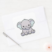 Baby Elephant – Cute Kawaii Illustration Quadratischer Aufkleber (Umschlag)