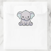 Baby Elephant – Cute Kawaii Illustration Quadratischer Aufkleber (Tasche)