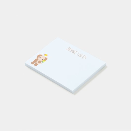 Baby Elephant Dancing Bird Gelbe Blüten 4x3 Post-it Klebezettel (angewinkelt)