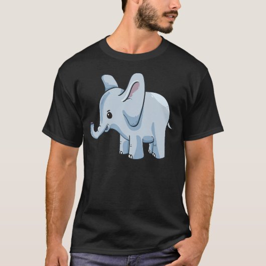 Baby Elephant Elephant Cute Blue Kid Cartoon T-Shirt (Vorderseite)