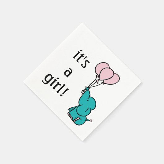 Baby Elephant - Es ist ein Mädchen - Babydusche Na Serviette (Ecke)