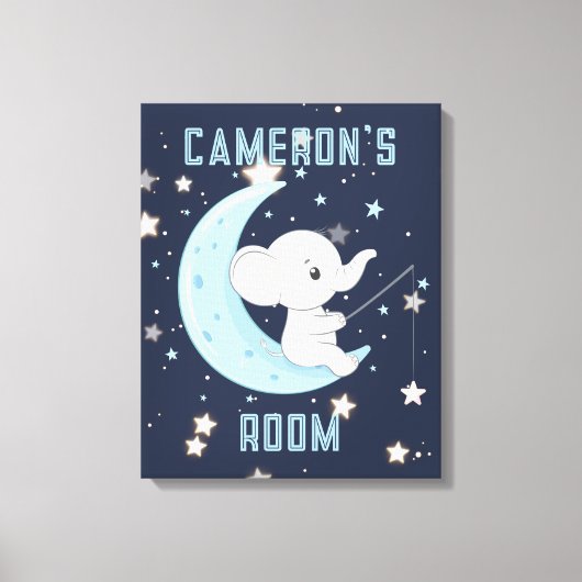 Baby Elephant Fischen 4 Sterne Stretchierte Leinwa Leinwanddruck (Vorderseite)