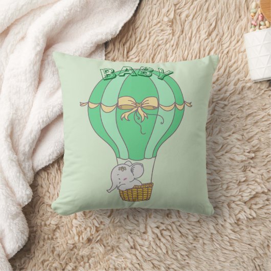 Baby Elephant Flying in Balloon Gender Neutral  Kissen (Decke)