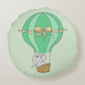 Baby Elephant Flying in Balloon Gender Neutral  Rundes Kissen (Rückseite)