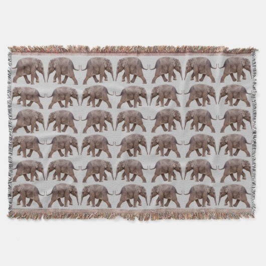 Baby Elephant Frenzy Throw Blanket (Light Gray) Decke (Vorderseite)