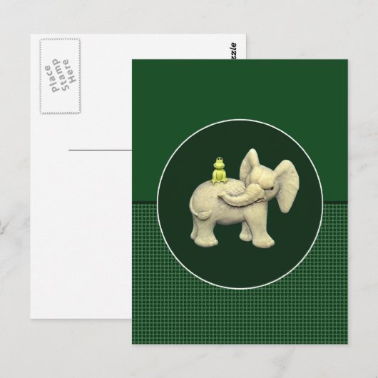 Baby Elephant & Frog Postkarte (Vorne/Hinten)