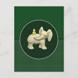 Baby Elephant & Frog Postkarte