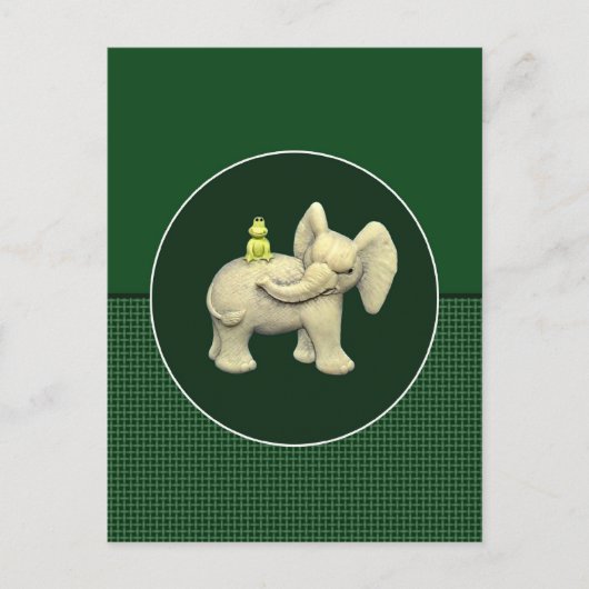 Baby Elephant & Frog Postkarte (Vorderseite)