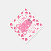 Baby Elephant Geburtsankündigung Pink Girl Serviette (Ecke)