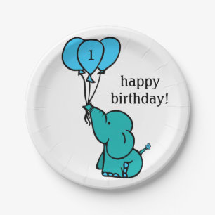 Baby Elephant - Geburtstags-Teller - Anpassung Pappteller
