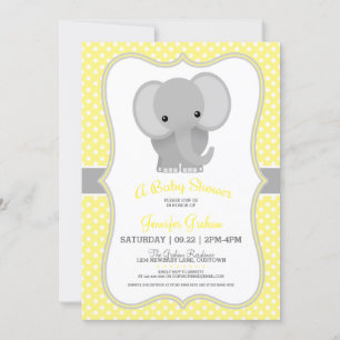 Baby Elephant (gelb) Babydusche Einladung