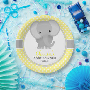 Baby Elephant (gelb) Babydusche Pappteller