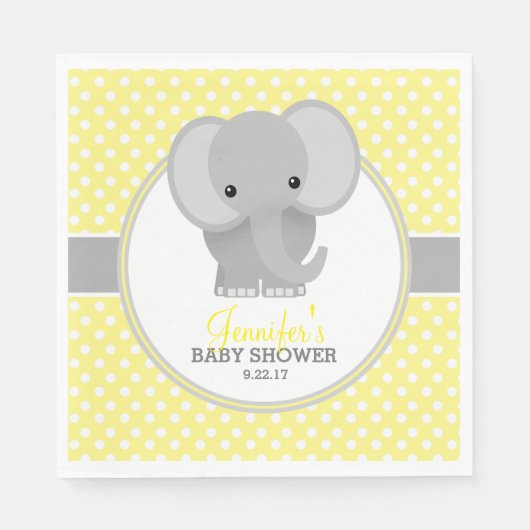 Baby Elephant (gelb) Babydusche Serviette (Vorderseite)
