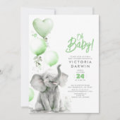 Baby Elephant Gender Neutral Niedlich Baby Dusche Einladung (Vorderseite)