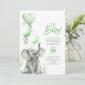 Baby Elephant Gender Neutral Niedlich Baby Dusche Einladung (Stehend Vorderseite)