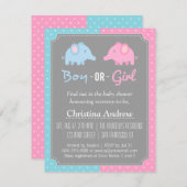Baby Elephant Gender Reveal Baby Dusche Party Einladung (Vorne/Hinten)