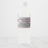 Baby Elephant Girl Baby Dusche Wasserflaschen Labe Wasserflaschenetikett (Vorderseite)
