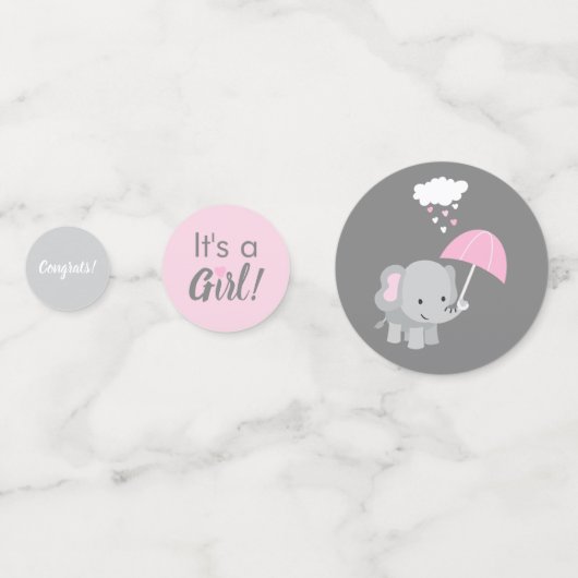 Baby Elephant Girl Baby Shower Confetti Konfetti (Vorderseiten)
